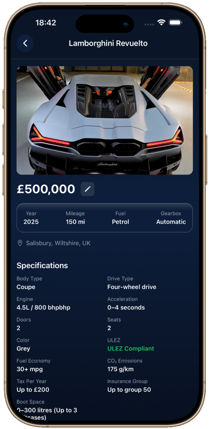 Wcar app playing a car listing video